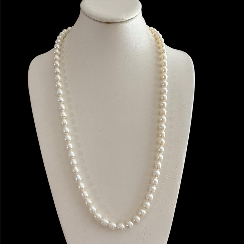 High quality cultured freshwater 8 mm pearl solid sterling necklace